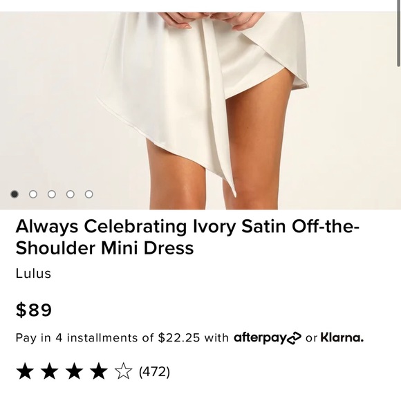 Always Celebrating Ivory Satin Off-the-Shoulder Mini Dress - Picture 4 of 7